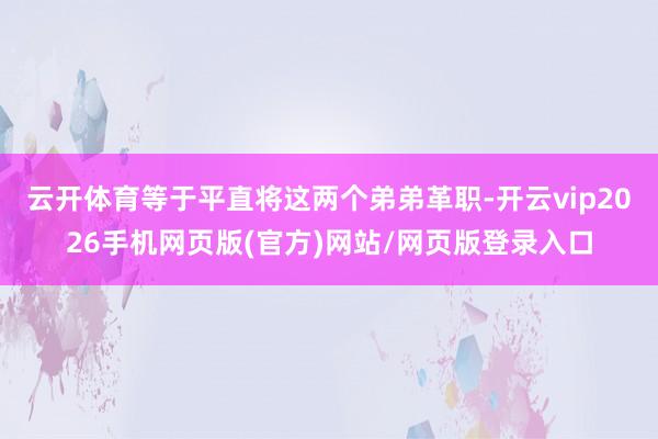 云开体育等于平直将这两个弟弟革职-开云vip2026手机网页版(官方)网站/网页版登录入口