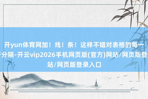 开yun体育网加!线!条! 这样不错对表格的每一滑进行分隔-开云vip2026手机网页版(官方)网站/网页版登录入口